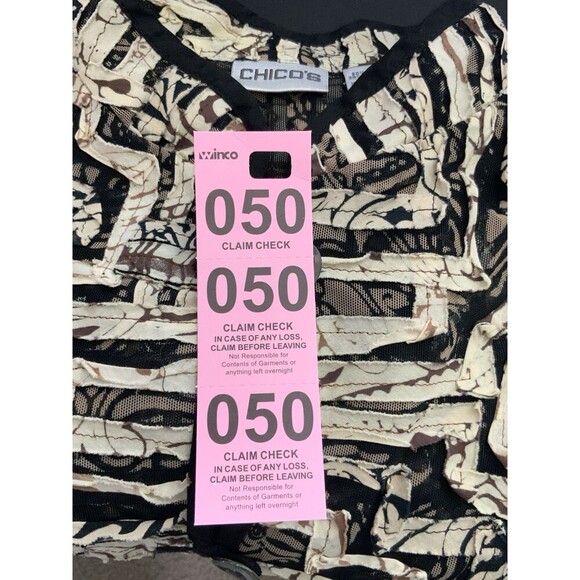 Chico’s Women’s 2 US L Black Mesh With Fabric Strips Trim Mandarin Collar Jacket - Picture 10 of 10